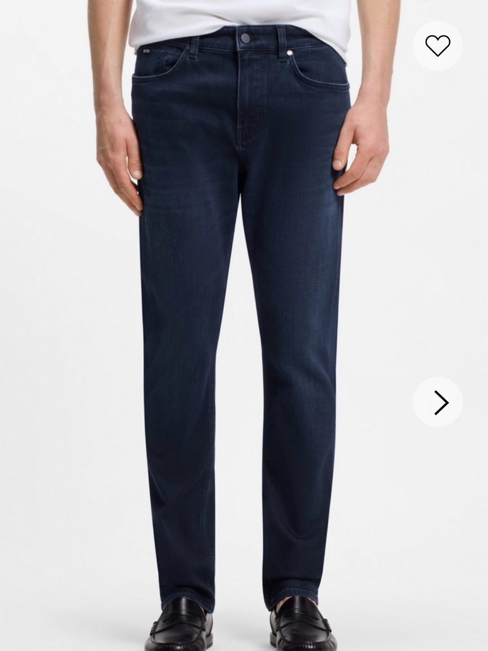 Hugo Boss Jeans w/Leather Logo Patch slim fit Jeans in Dark Blue